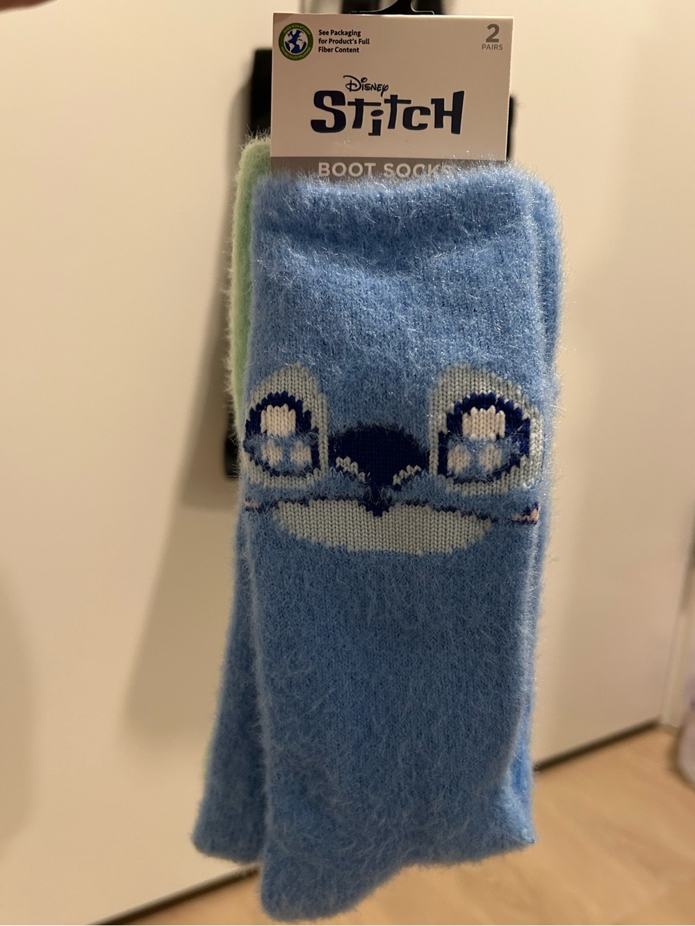 Disney Blue Fuzzy Stitch Boot Socks